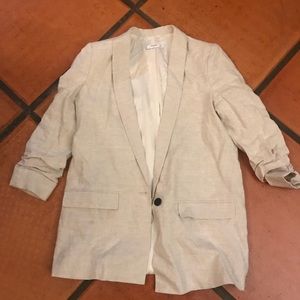 Mango Beige Linen Blazer